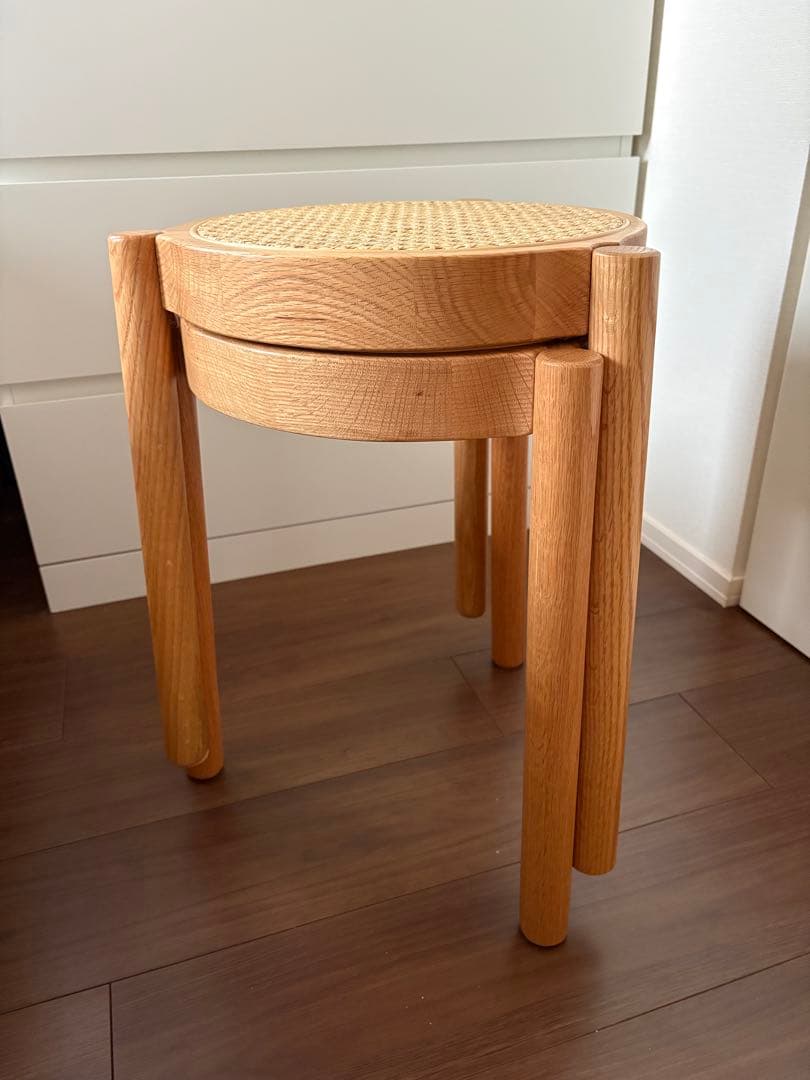 スツール 木製 スタッキング 幅38cm ラタン　2脚
