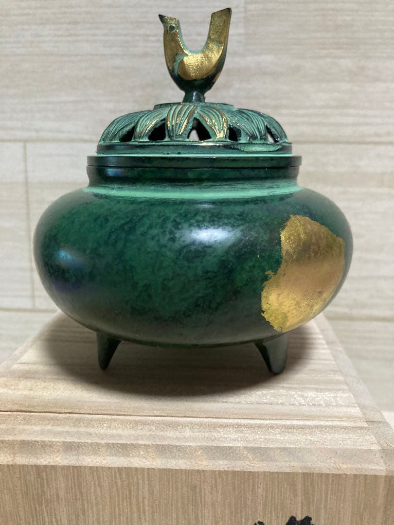 瑞峰作　香炉　青銅製　高岡銅器　木箱付き　歓送迎会用の贈り物として　バレンタイン