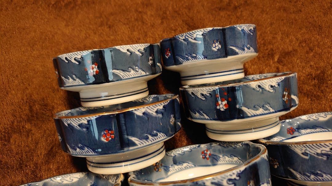 古伊万里　伊万里　色絵　向付　菓子皿　台鉢　１０客