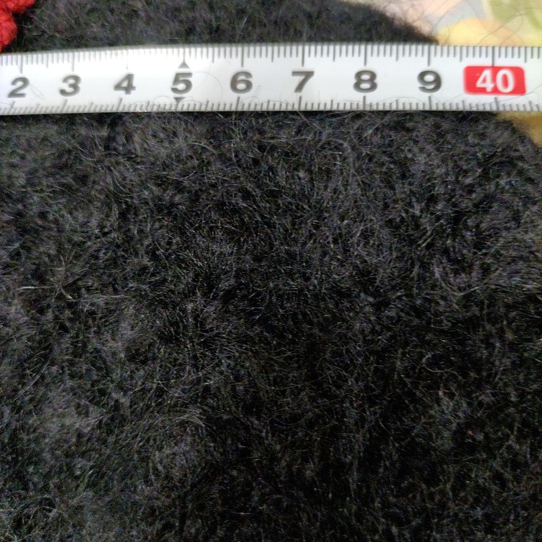 ワンダフルワールド　黒に豪華な花モチーフ付　モヘヤカーディガン 難有り