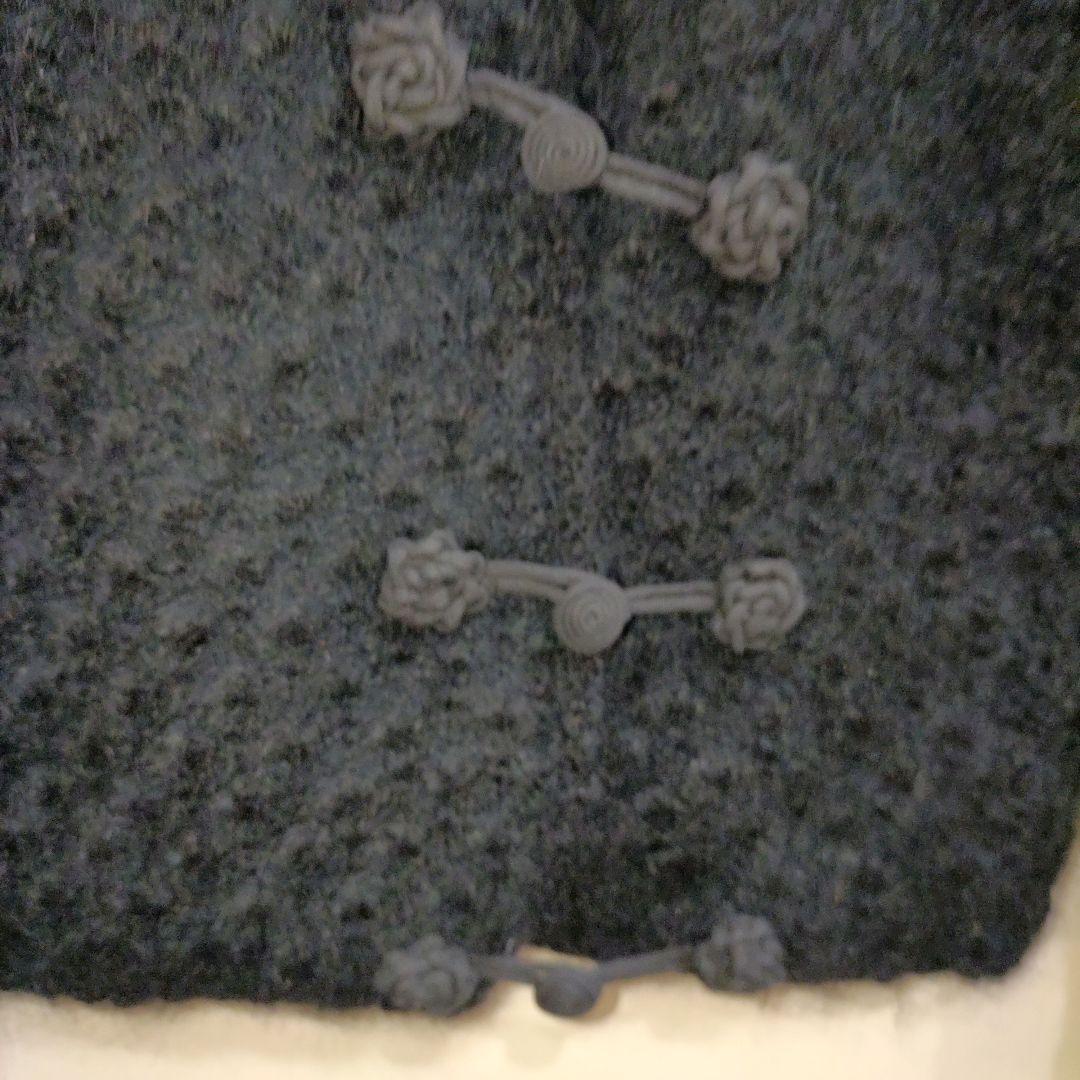 ワンダフルワールド　黒に豪華な花モチーフ付　モヘヤカーディガン 難有り