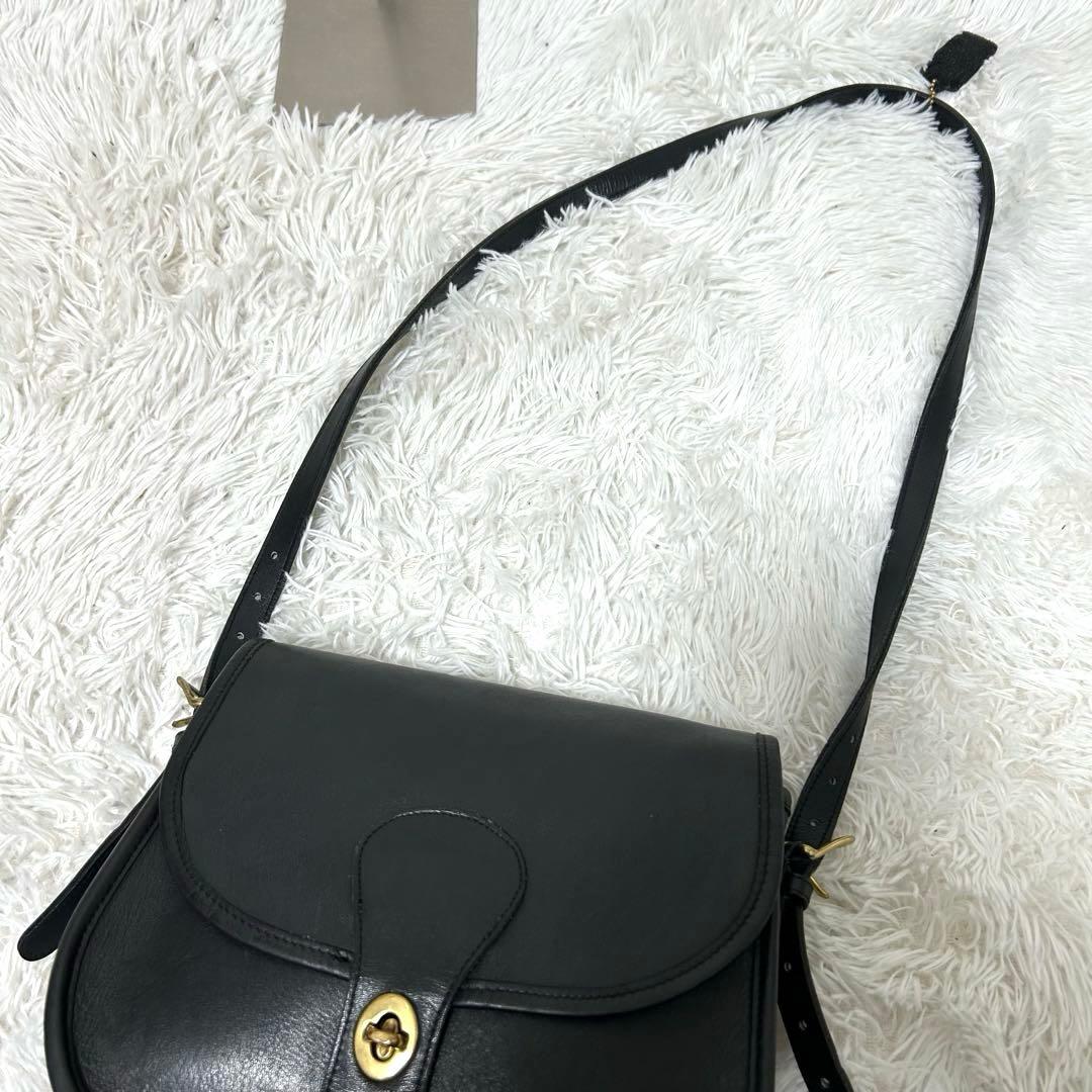 【美品✨希少/ターンロック】オールドコーチ　ブラック　レザー　フラップ　男女兼用