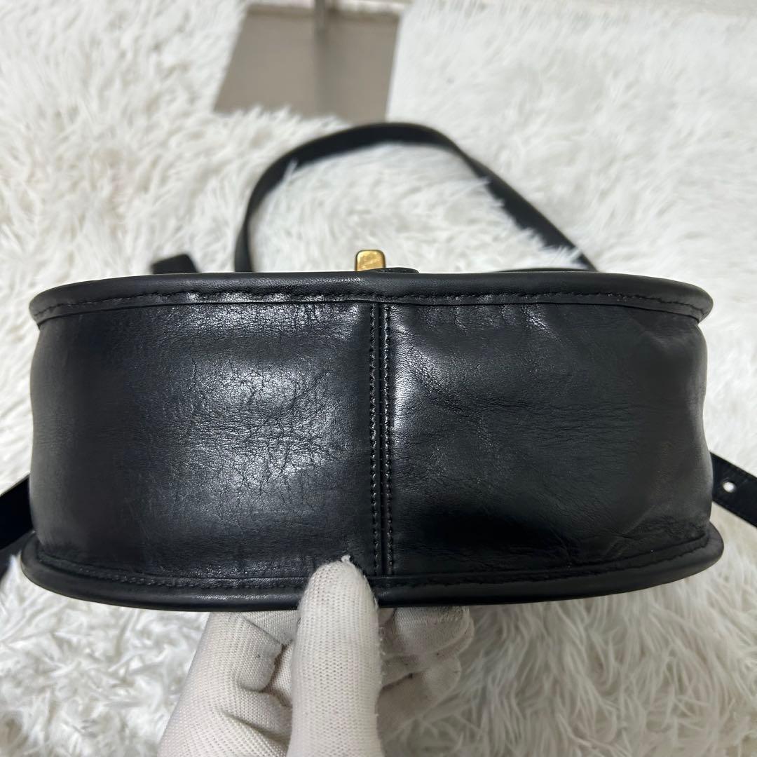 【美品✨希少/ターンロック】オールドコーチ　ブラック　レザー　フラップ　男女兼用