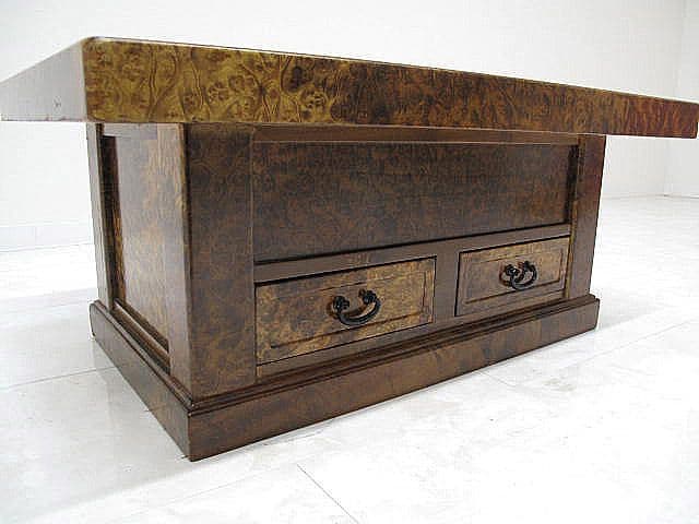 希少品 花梨瘤材総玉杢長火鉢　関西長火鉢　座敷火鉢　時代火鉢　希少杢　孔雀杢