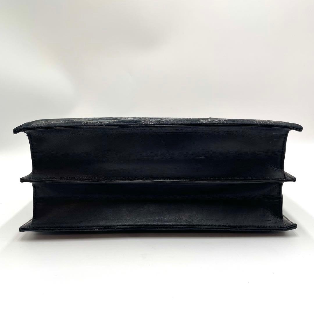 美品★印傳屋 フォーマル ハンドバッグ 薔薇 花柄 鹿革 漆塗り ゴールド金具