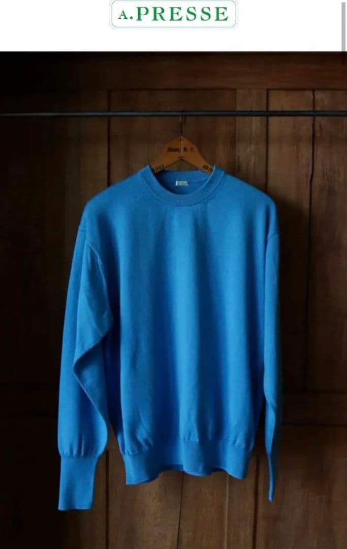 アプレッセ ニット Cotton knit L/S ターコイズ a.presse