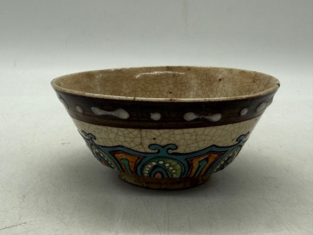 古清水　湯呑み5点　色絵　在銘　送料込み260202