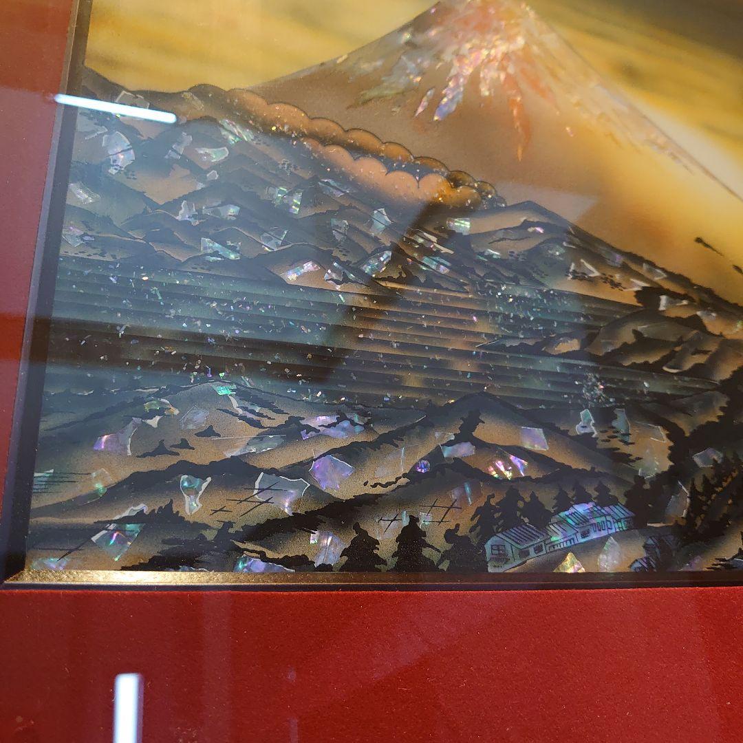 【美品】螺鈿細工　絵画　富士山　縁起物　浮世絵風　一点物