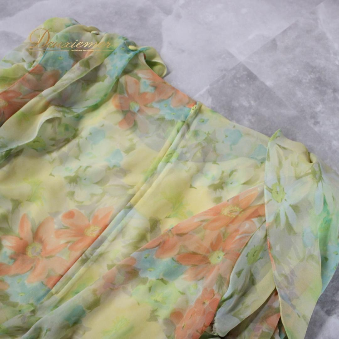 【日本製社交ダンス衣装】上下セット Chacott UNA 黄色 フェミニン