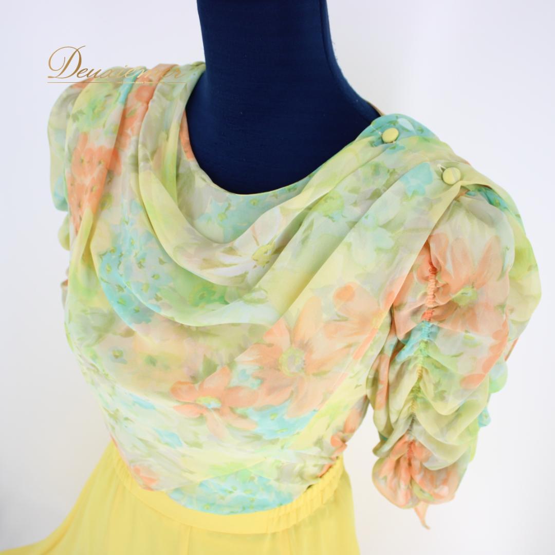 【日本製社交ダンス衣装】上下セット Chacott UNA 黄色 フェミニン