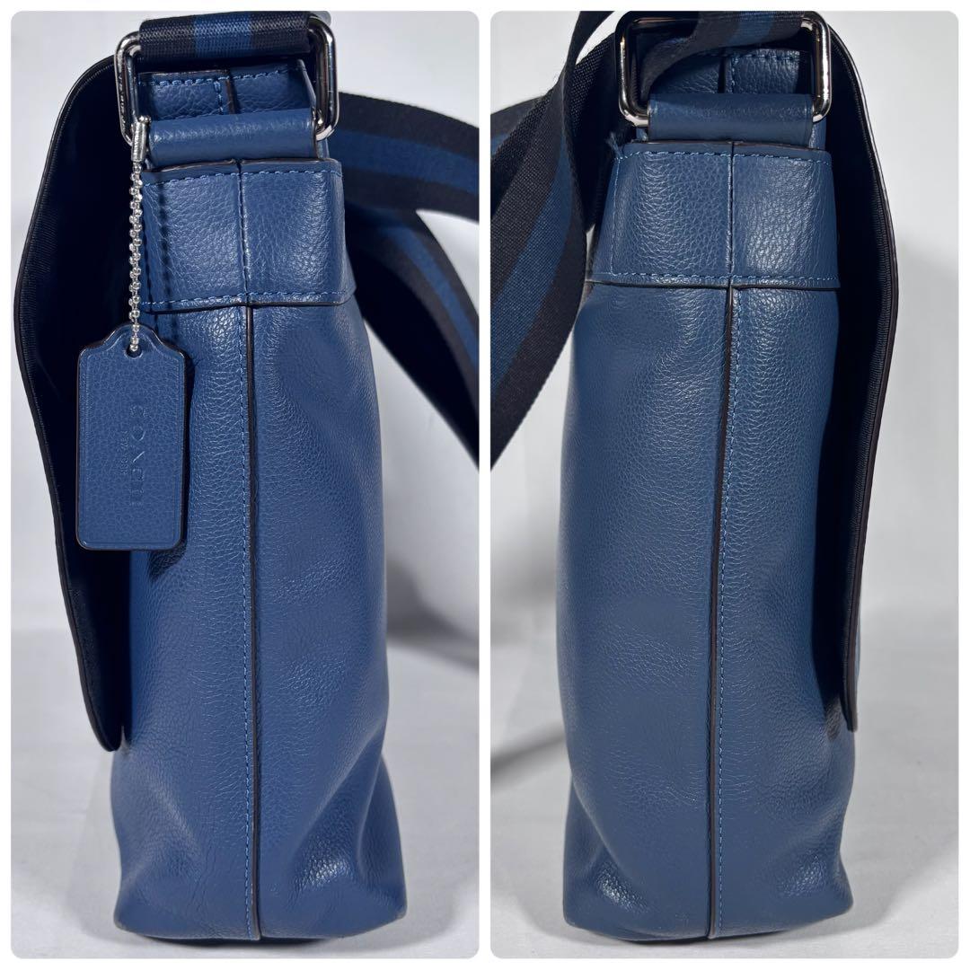 コーチ ショルダーバッグ メッセンジャーバッグ 斜め掛け レザー ブルー