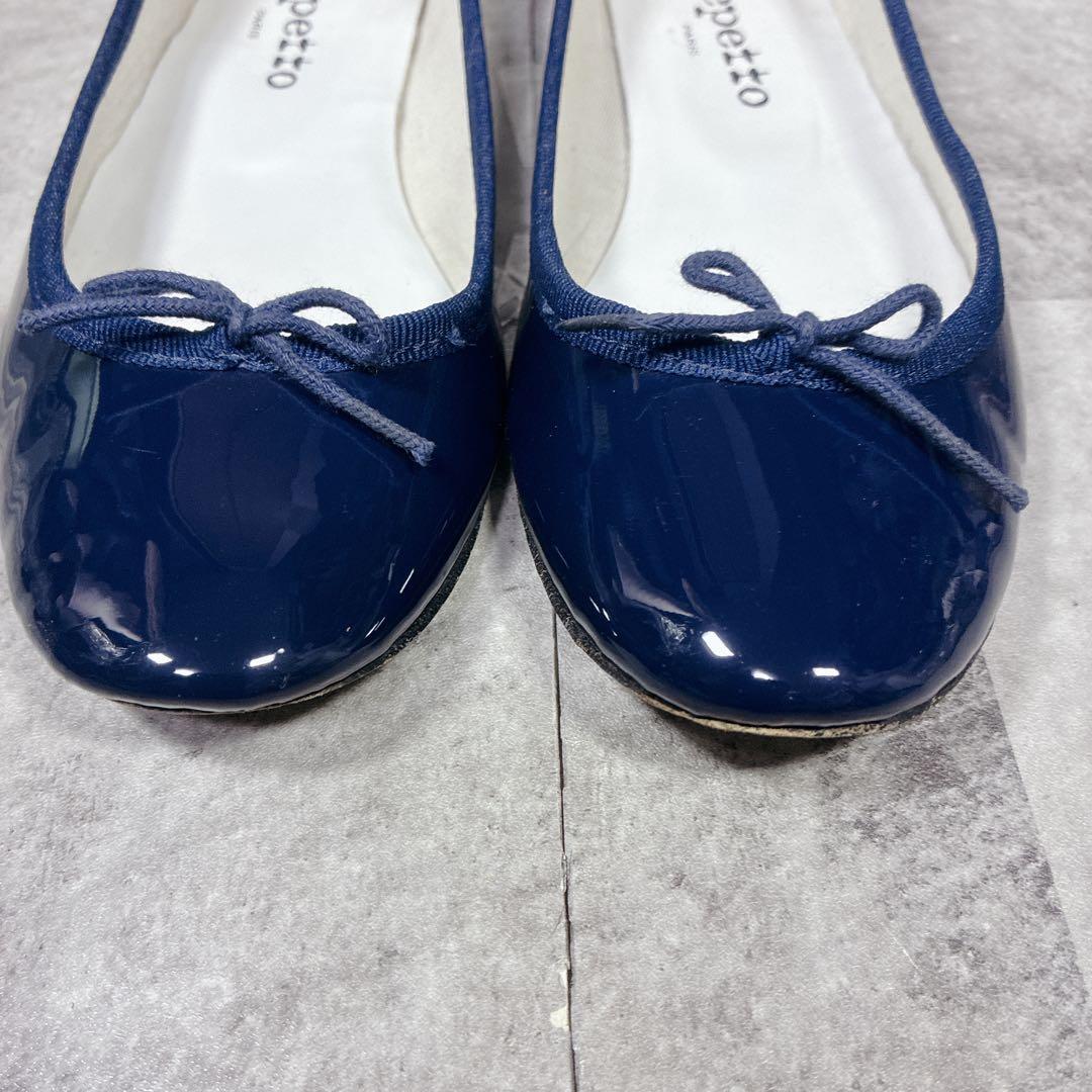 【良品】✨repetto バレエシューズ　フラットパンプス　ネイビー36.5
