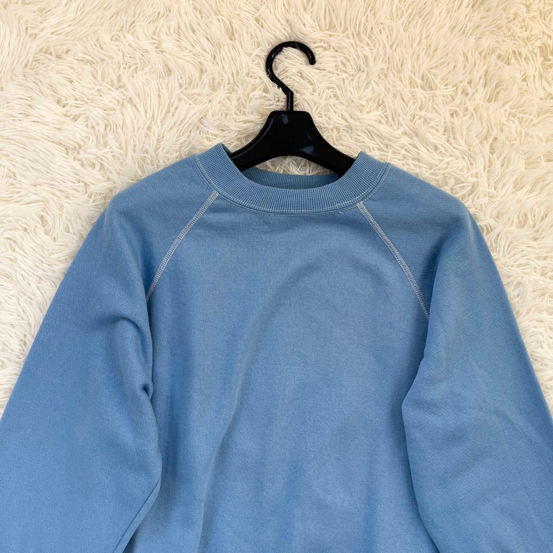 70's USA製 ビンテージ 白足 ミッキー スエット XL 水色