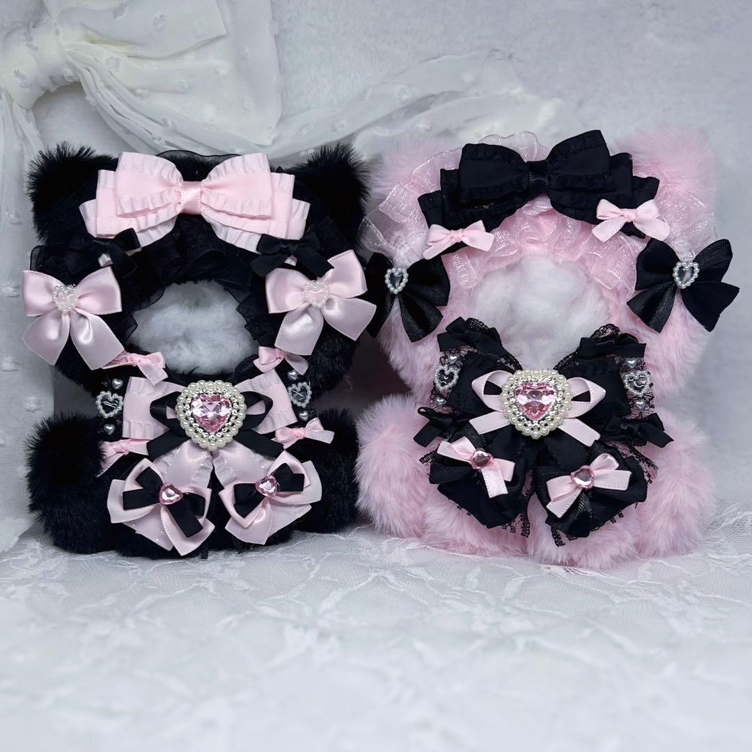 おすわりぬい服　黒×ピンク　ピンク×黒