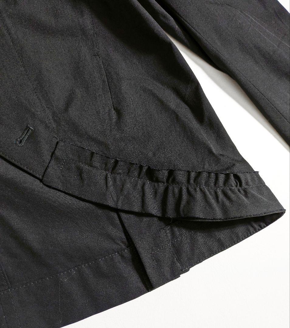 ワイズ ヨウジヤマモト／変形ウールシャツ ブラック フリル イレヘム ラウンド