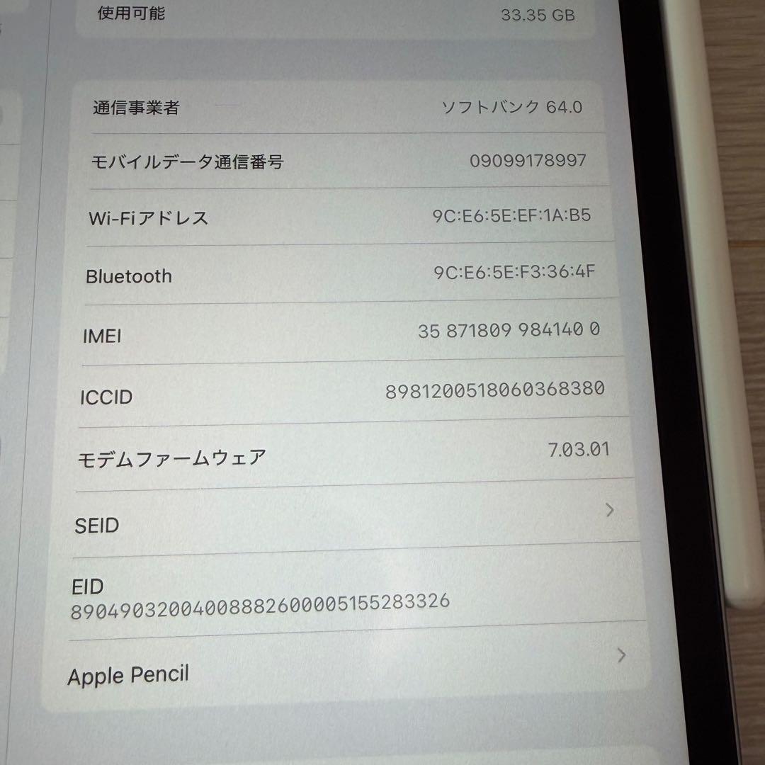 iPad Pro 12.9インチ 第3世代64GB Apple Pencil付き