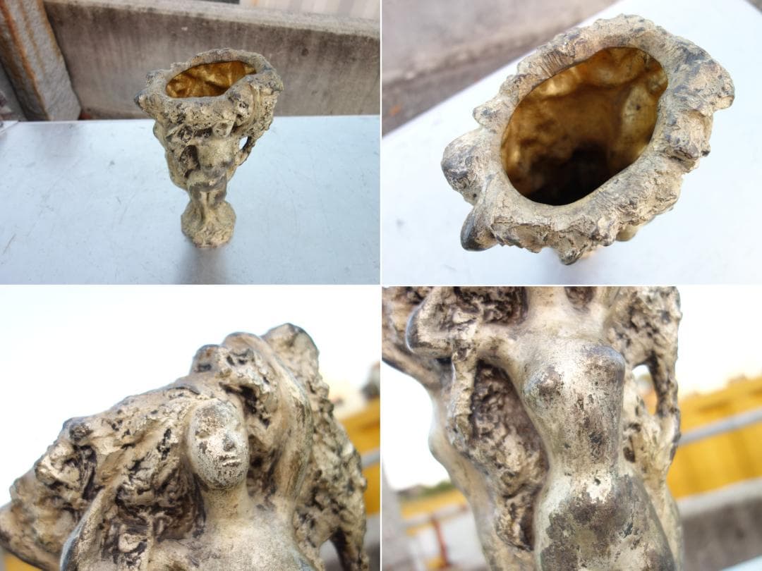 【中古】M▽ブロンズ像 彫刻 アート オブジェ 女性 裸婦 (37238)