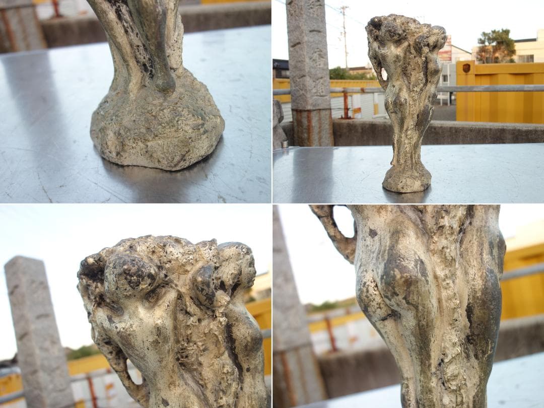 【中古】M▽ブロンズ像 彫刻 アート オブジェ 女性 裸婦 (37238)