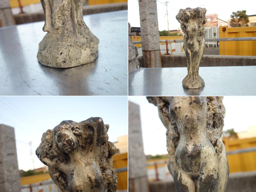 【中古】M▽ブロンズ像 彫刻 アート オブジェ 女性 裸婦 (37238)