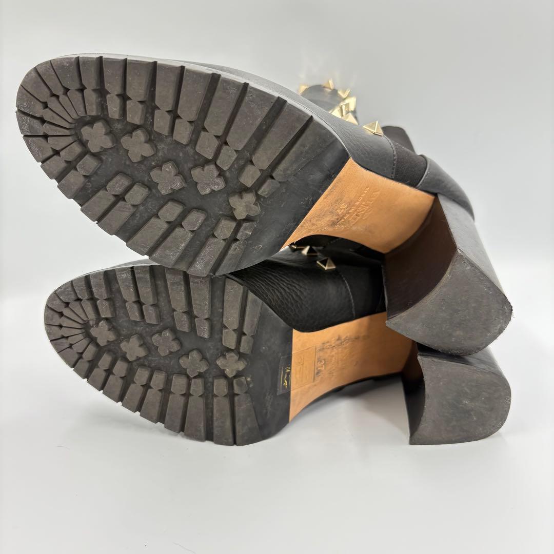 バレンティノガラヴァーニ スタッズ ショートブーツ 黒 サイドゴア　24cm