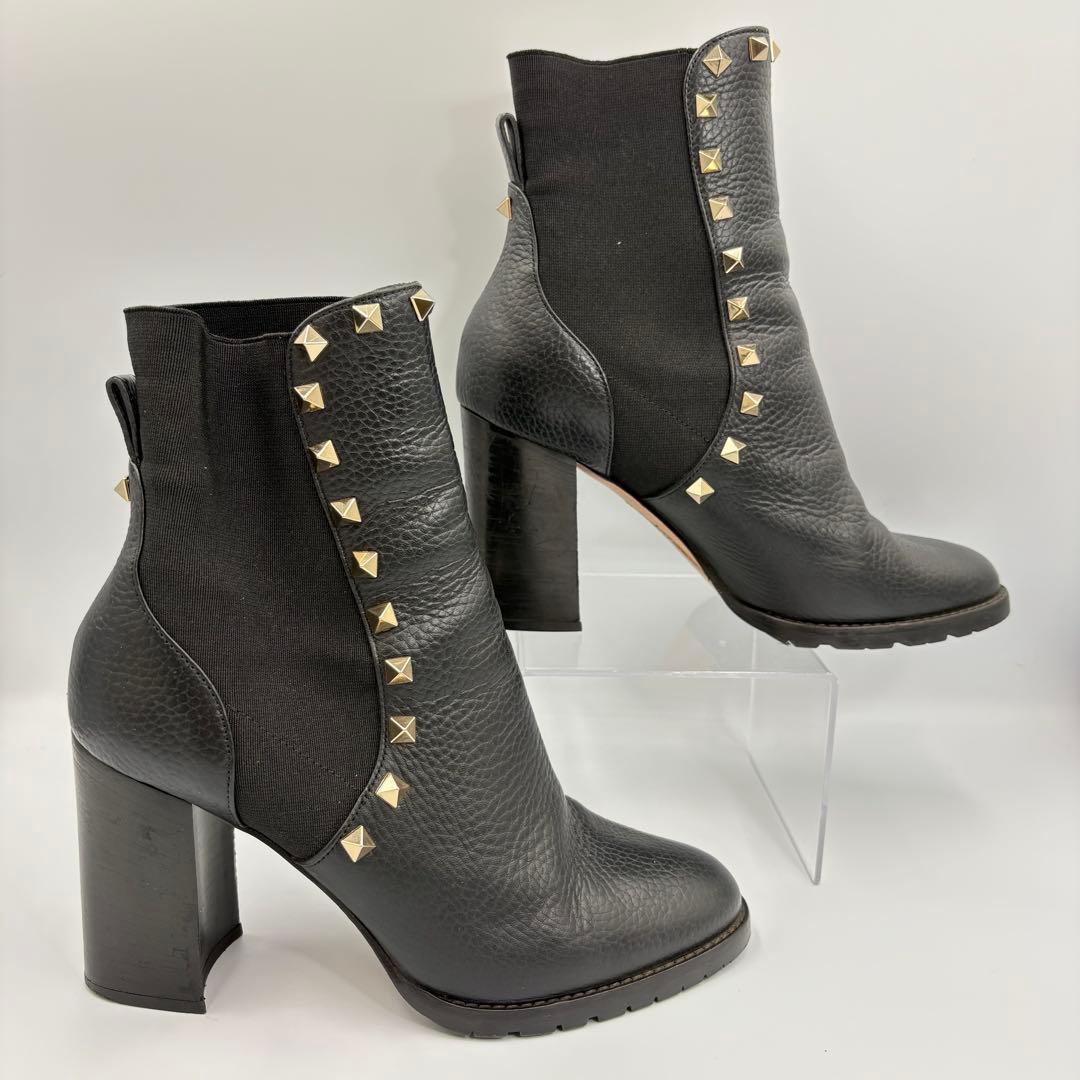 バレンティノガラヴァーニ スタッズ ショートブーツ 黒 サイドゴア　24cm