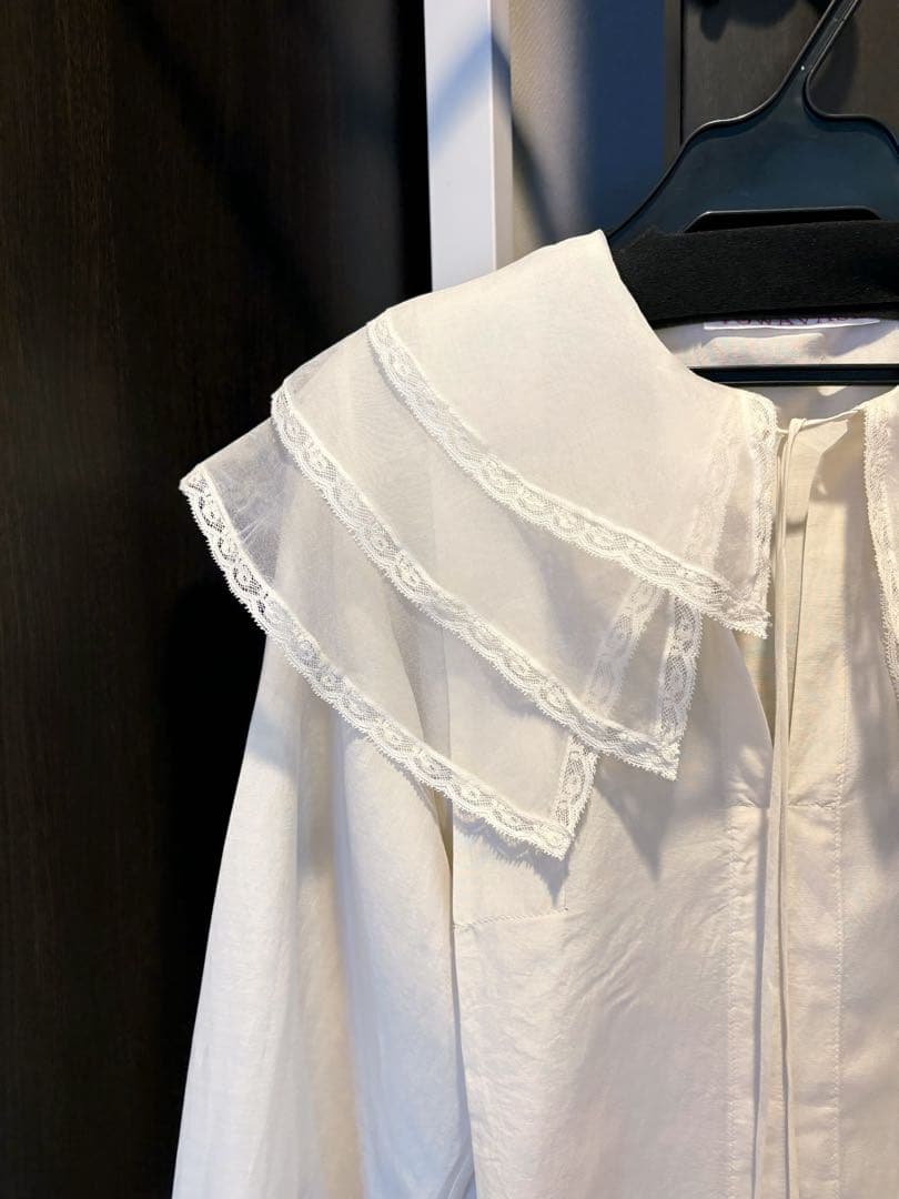 TOWAVASE シルクコットン 3重衿ブラウス/ ivory