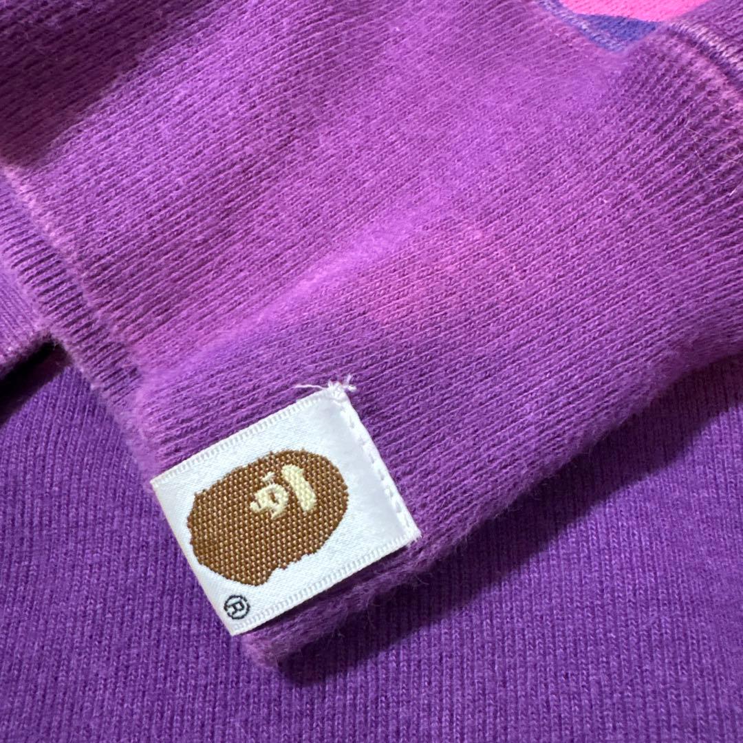 APE ラインストーン 紫 迷彩 スウェット トレーナー　カモ　エイプ