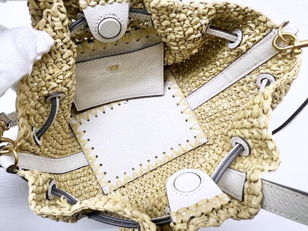 美品　アニヤハインドマーチ　ラフィア　ドローストリング　トート　ショルダーバッグ