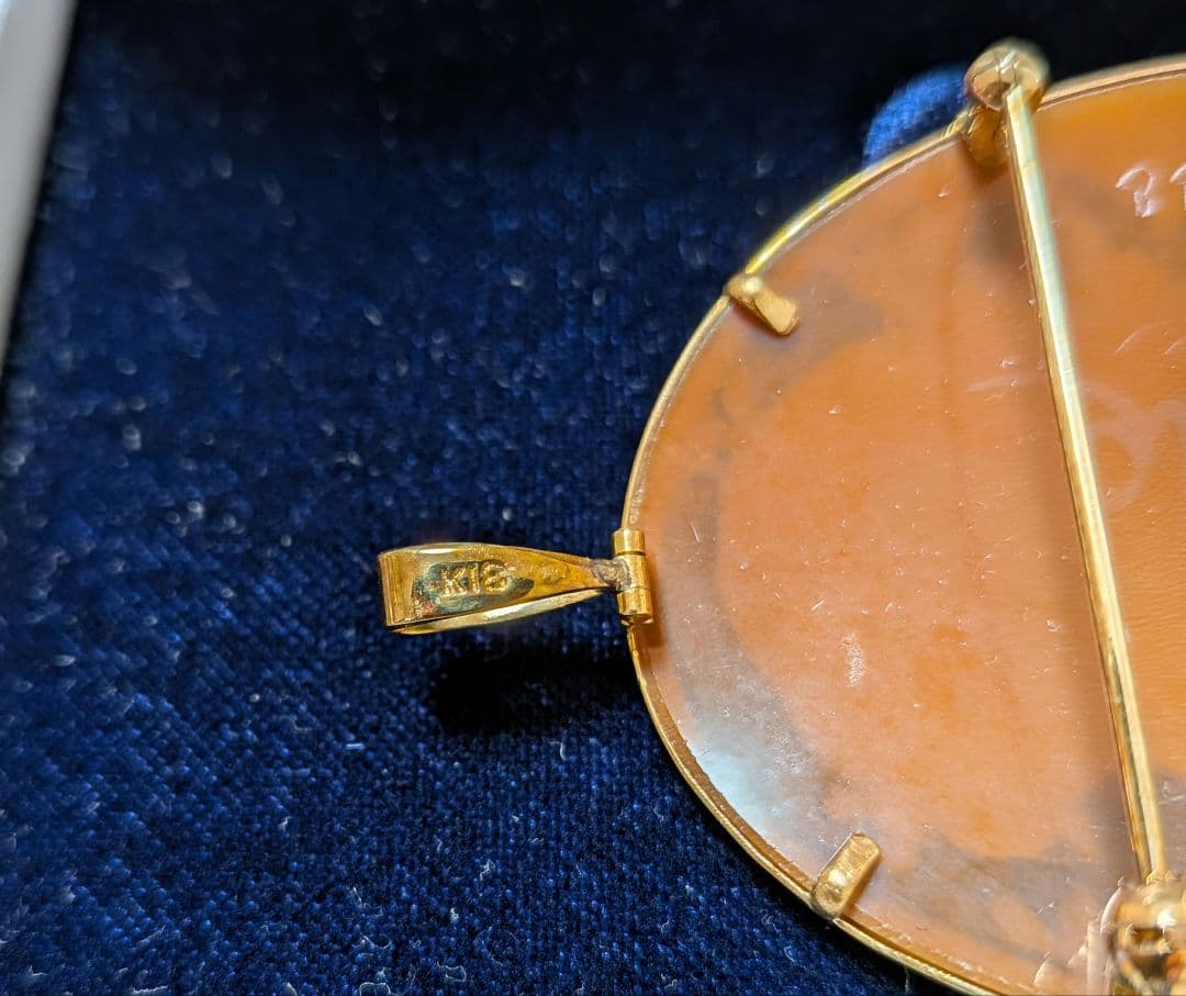 カメオブローチペンダント K18