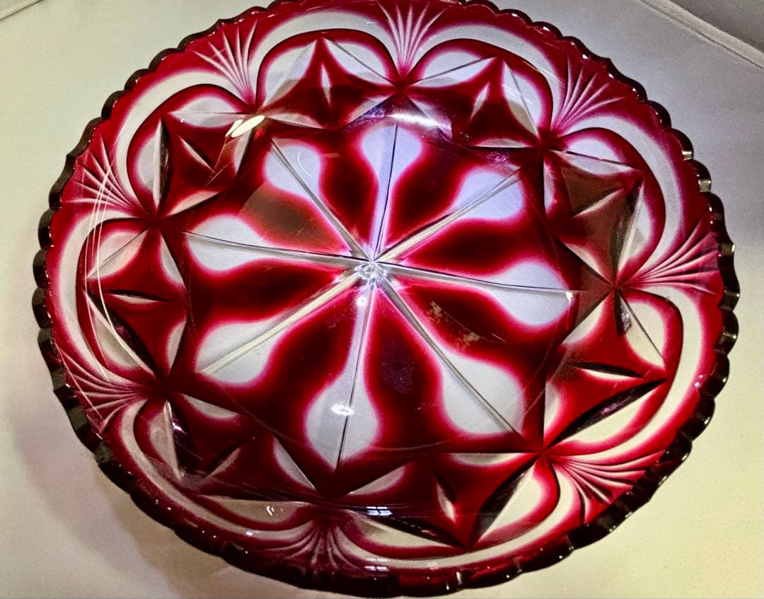 島津薩摩切子　大皿