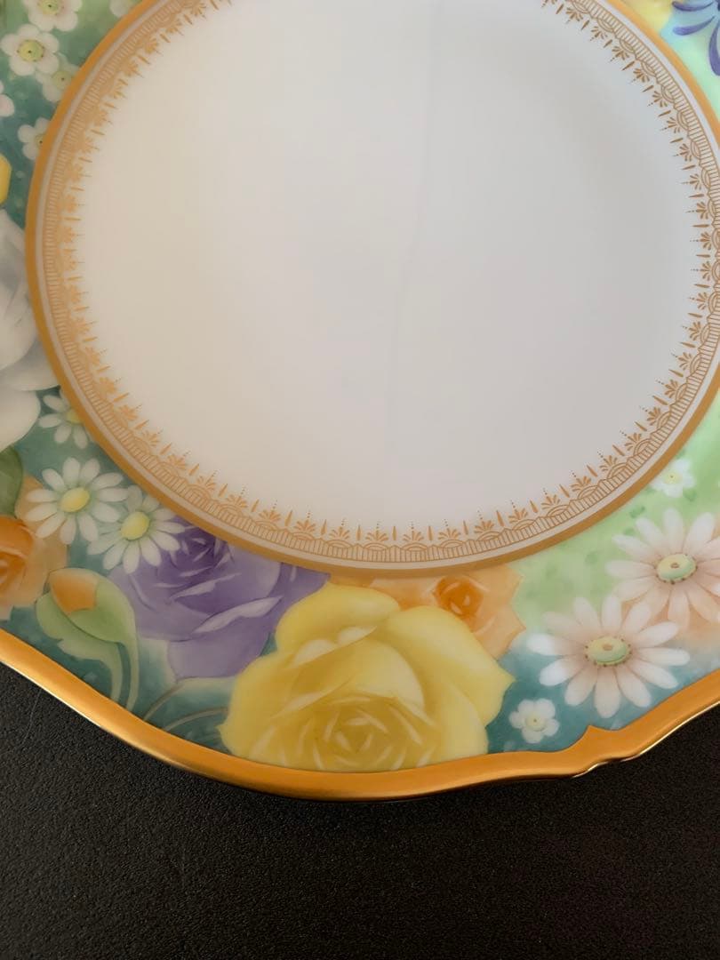 希少品　大倉陶園　花園　プレミアムブルー　ミート皿　6枚セット