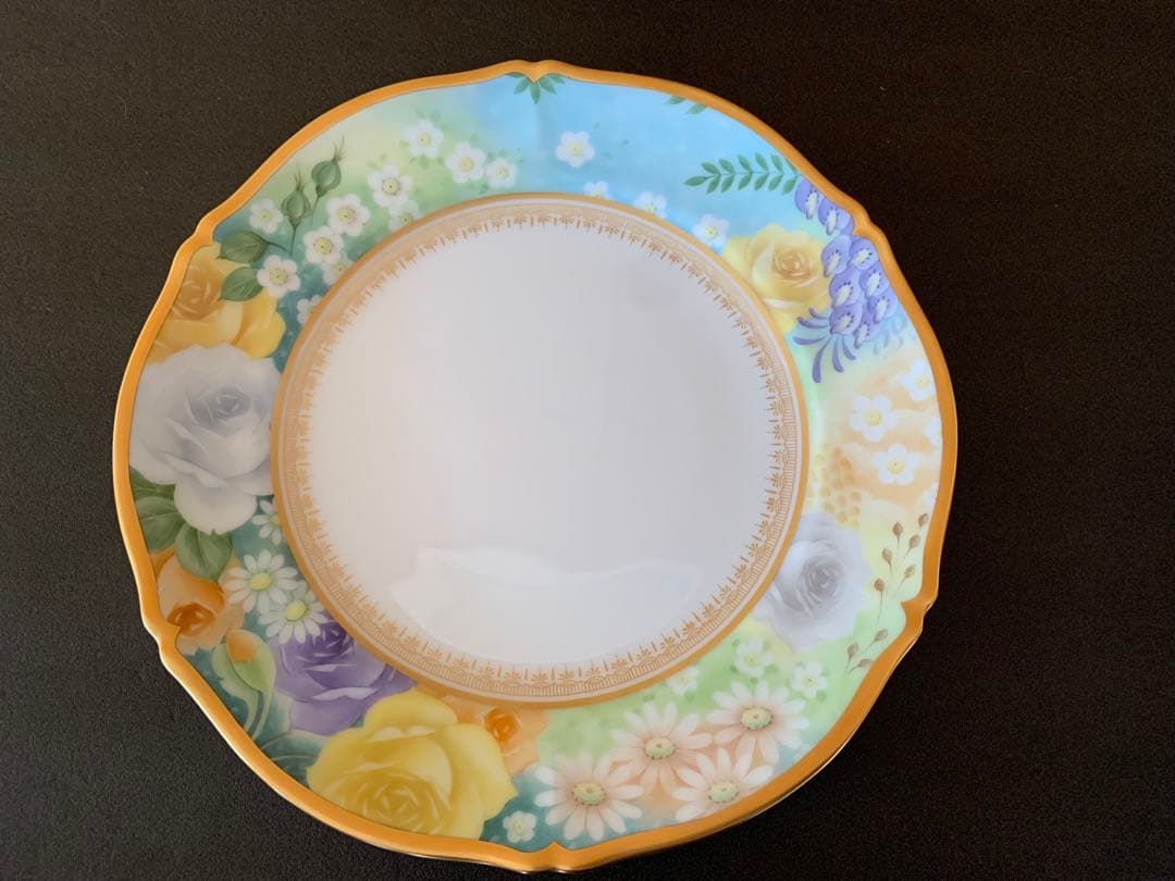 希少品　大倉陶園　花園　プレミアムブルー　ミート皿　6枚セット