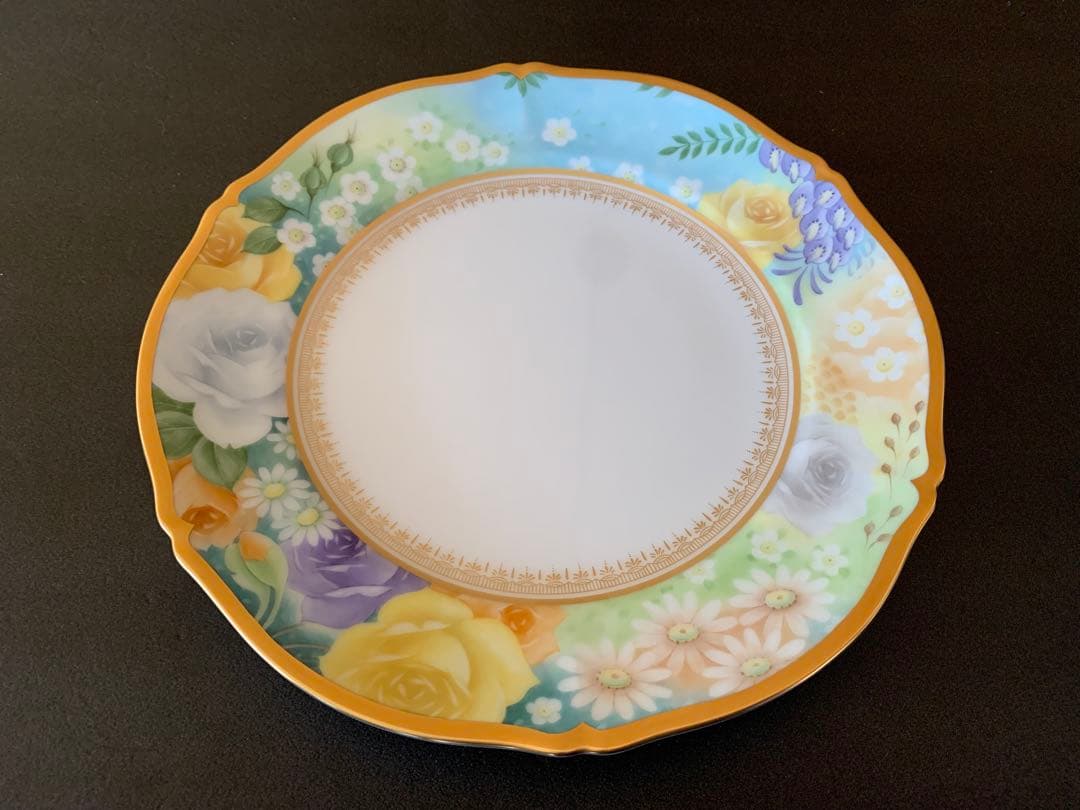 希少品　大倉陶園　花園　プレミアムブルー　ミート皿　6枚セット