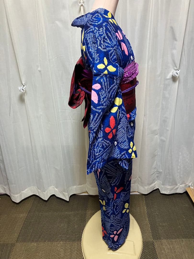 ち*ん様 オークション有松鳴海総絞り浴衣のみ157±5瑠璃色蝶