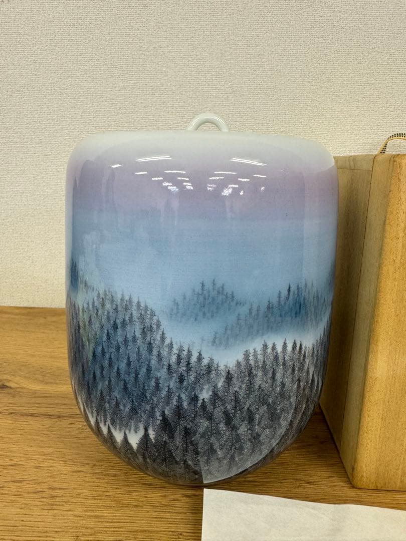 藤井朱明 壺 飾り壺 花器 日展人気作家 花瓶 有田焼 人間国宝 共箱付き