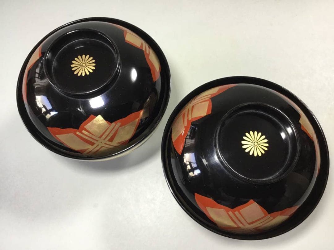 漆器◆秀衡塗？ 汁椀 2客◆漆塗 蓋椀 雑煮椀 金彩 木製 和食器 吸物椀