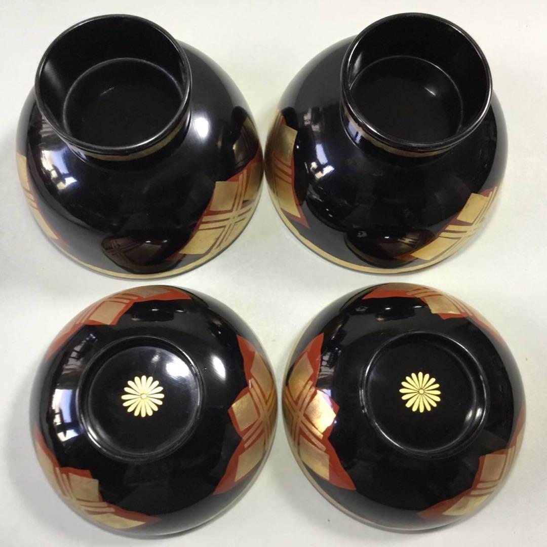 漆器◆秀衡塗？ 汁椀 2客◆漆塗 蓋椀 雑煮椀 金彩 木製 和食器 吸物椀