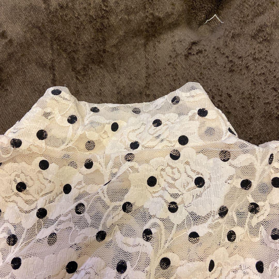 新品 POPPY あさぎーにょ ドット レース シースルートップ 長袖 トップス