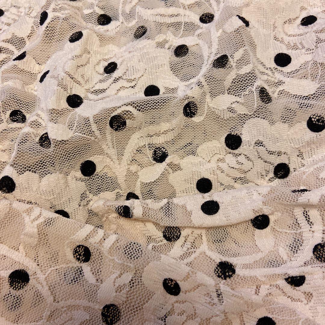 新品 POPPY あさぎーにょ ドット レース シースルートップ 長袖 トップス