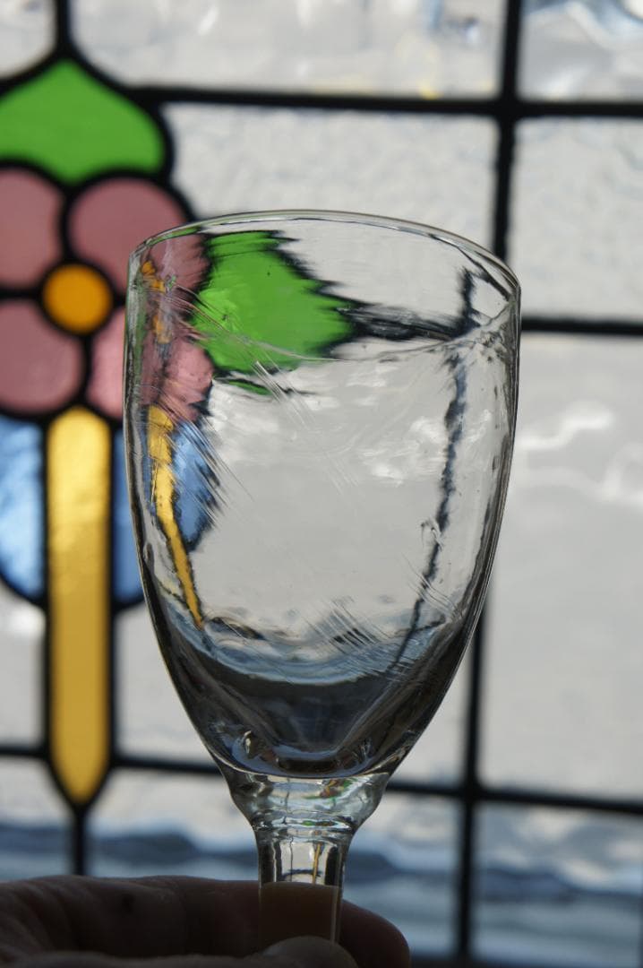 フランスアンティーク　19世紀　ビストログラス　ワイングラス　15cm　2客