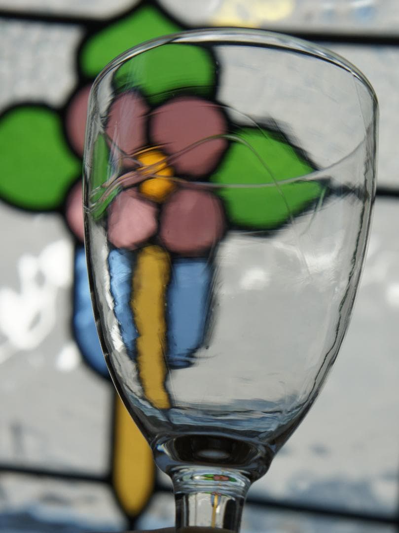 フランスアンティーク　19世紀　ビストログラス　ワイングラス　15cm　2客