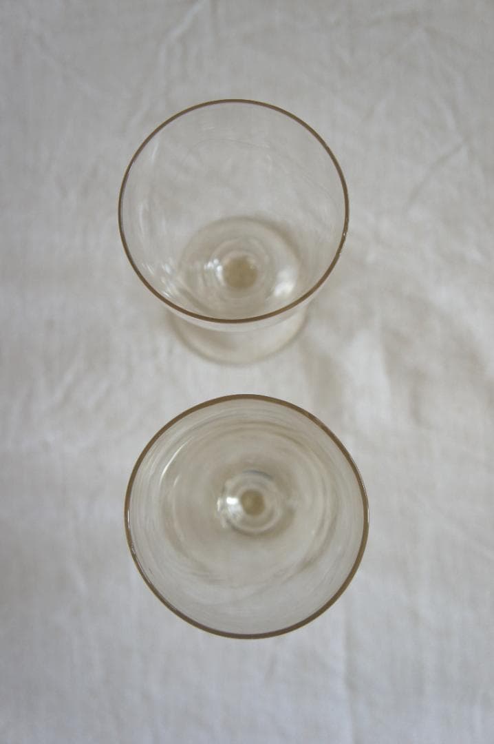 フランスアンティーク　19世紀　ビストログラス　ワイングラス　15cm　2客