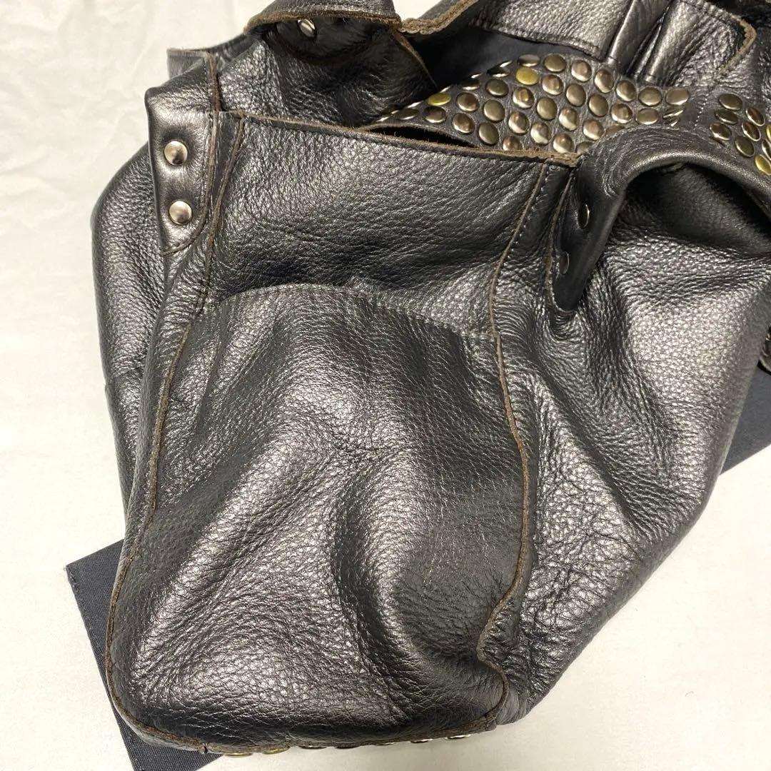 【TRES 】スタッズ　ショルダー　レザー　本革　Y2K トートバッグ　ブロンズ
