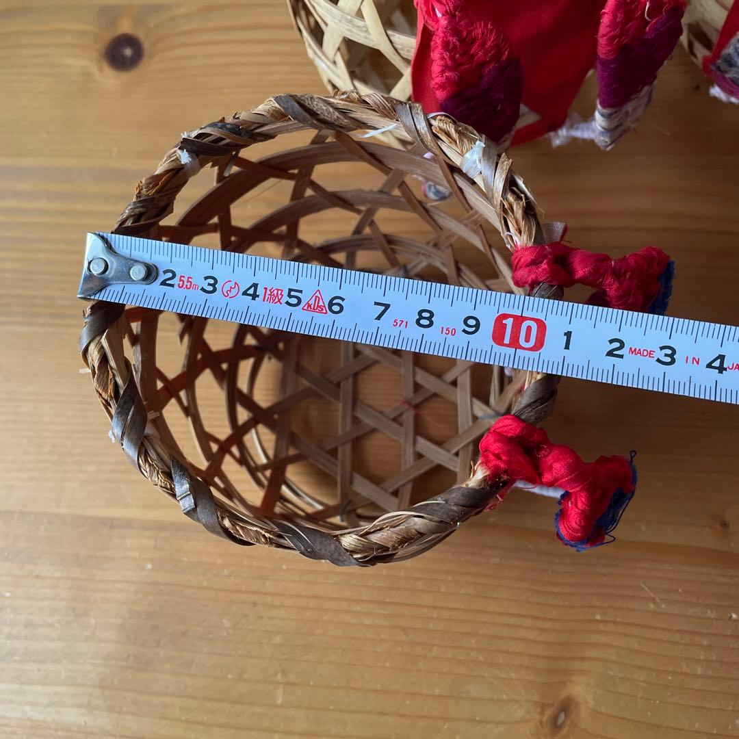 昭和レトロ　竹　ミニ背負いカゴ　3個セット