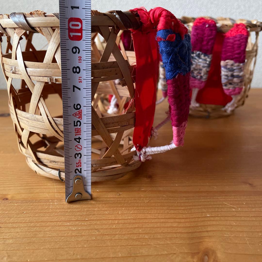 昭和レトロ　竹　ミニ背負いカゴ　3個セット