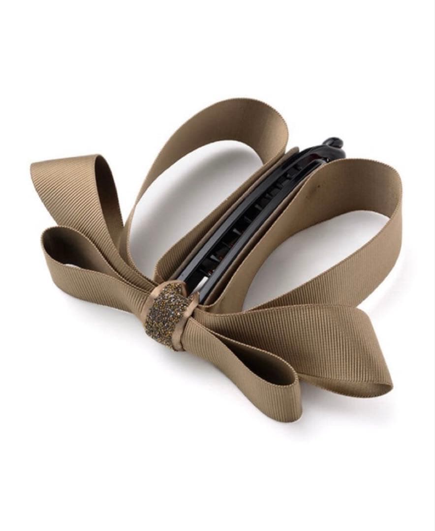 Complex Biz カーキ　リボンバナナクリップ