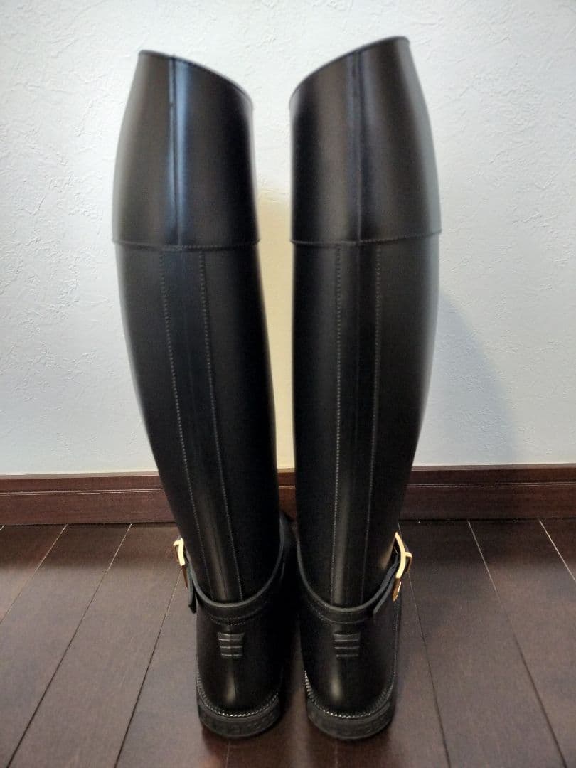 sergio rossi ブラック ロングブーツ セルジオロッシ レインブーツ