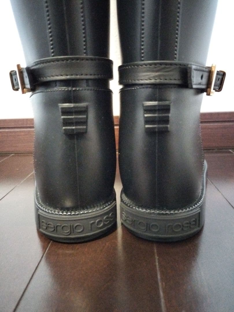 sergio rossi ブラック ロングブーツ セルジオロッシ レインブーツ