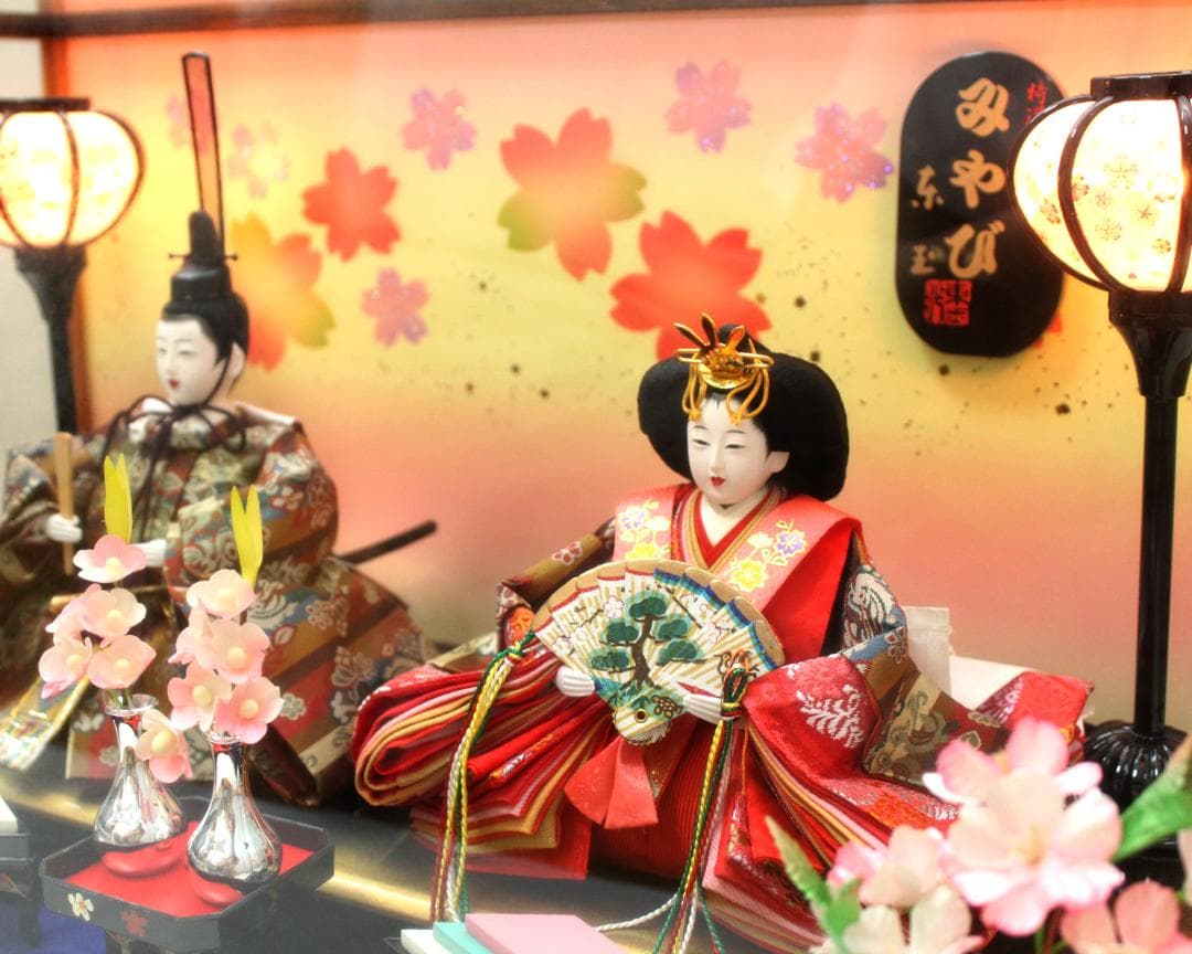 美品　ひな人形◆「みやび」親王ケース飾り◆木製ケース◆コンパクト ケース飾り