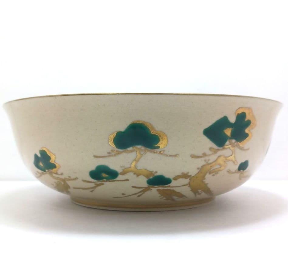 Y3386-5 仁清意老松之図 金彩鉢 共箱